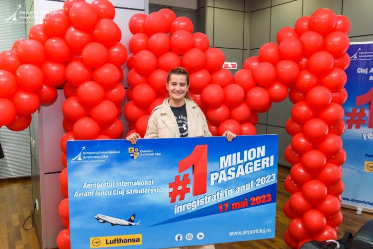 Aeroportul Internaţional Cluj a sărbătorit pasagerul cu numărul un milion în anul 2023, pentru a 12-a oară în istoria sa - FOTO
