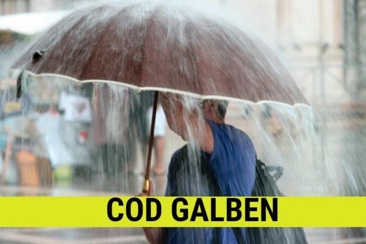 Cod Galben de ploi torenţiale, vijelii şi grindină în județul Cluj! ANM anunță vreme severă