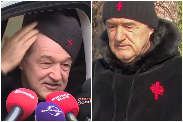 Cât costă treningul cu care Gigi Becali se afișează, în ultimele apariții? Este făcut de designerul Casei Regale și are înscrisul „Iisus Hristos biruiește”