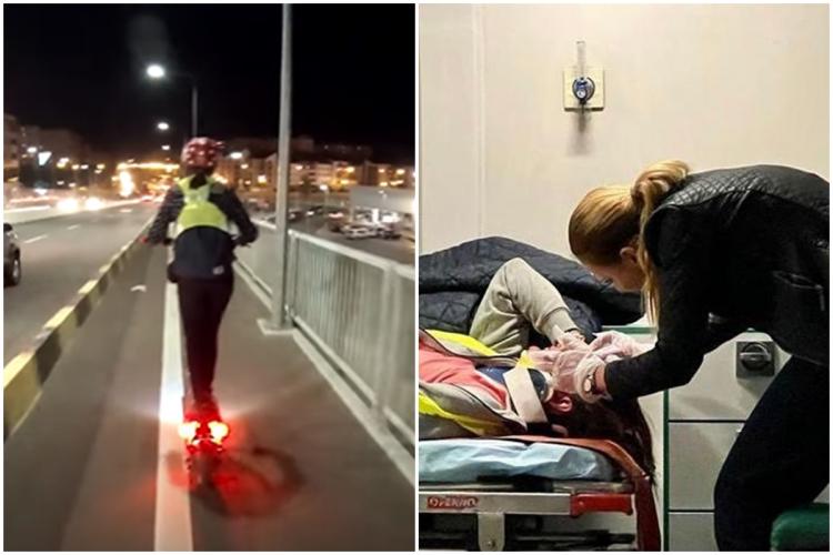 O femeie care circula băută pe o trotinetă electrică a fost accidentată de o mașină, chiar pe trecerea de pietoni