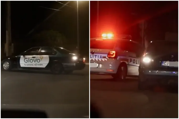 Curierul Glovo Cluj, care s-a dat în spectacol cu drifturi, e acum PIETON. Poliția l-a și ”ars” la buzunar - VIDEO