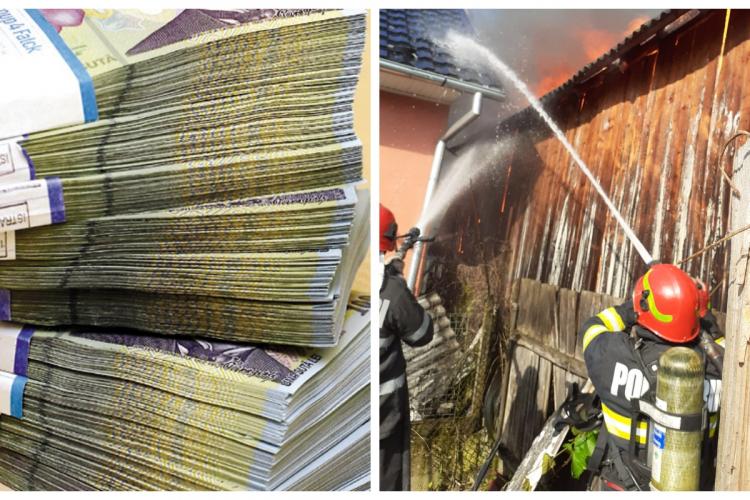Cluj - 60.000 de lei arși într-un incendiu care a cuprins o casă. Banii erau în hambarul cu porumb - VIDEO