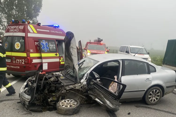Accident cu patru mașini pe centura din Gherla! Sunt pagube însemnate - FOTO
