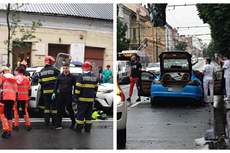 Accident cu 3 mașini pe Calea Moților, Cluj-Napoca! Bolid de lux, făcut praf: „Traficul este afectat”