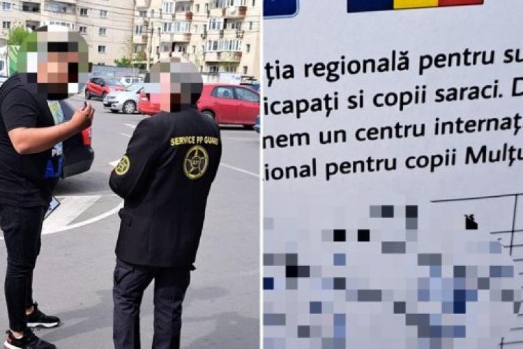 Falși surdo-muți prinși de poliție în parcarea unui centru comercial din Cluj-Napoca. Aveau la ei bani mulți, primiți de la clujeni - FOTO