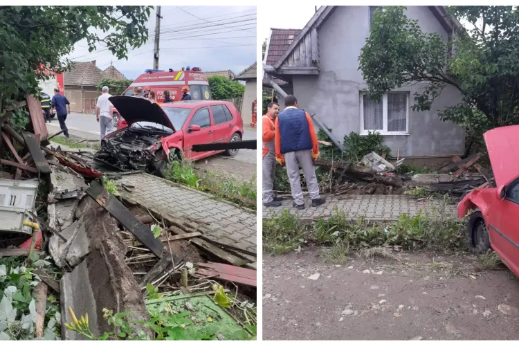 Accident cu trei victime în localitatea Mihai Viteazu, Cluj. Un șofer a avariat o conductă de gaze - FOTO