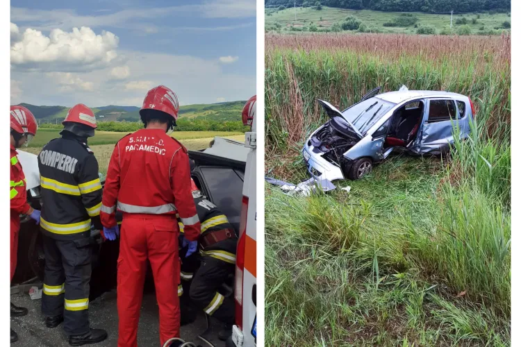 Accident în Vâlcele, pe sensul spre Mărtinești! O mașină s-a răsturnat