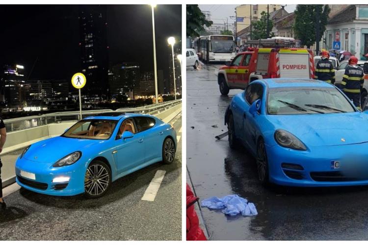 Șoferul care conducea bolidul Porsche avariat în centrul Cluj-Napoca, iubitul unei femei celebre pe micul ecran - FOTO