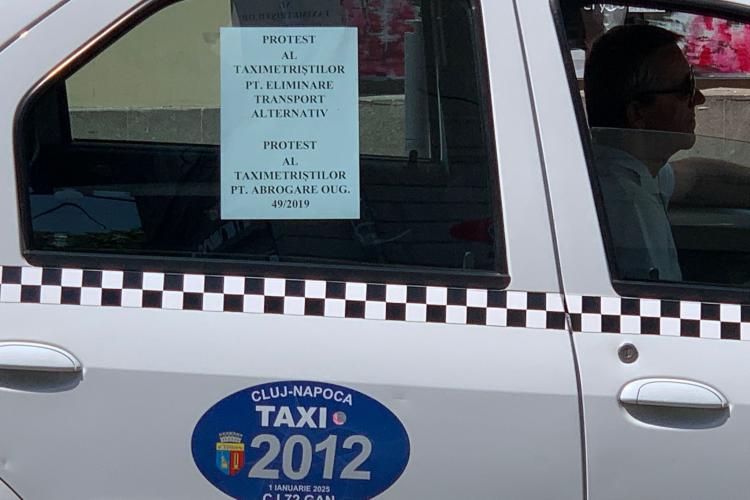 Protestul taximetriștilor din Cluj: Cerem eliminarea transportului alternativ. Nu plătesc impozite la Cluj - VIDEO și FOTO