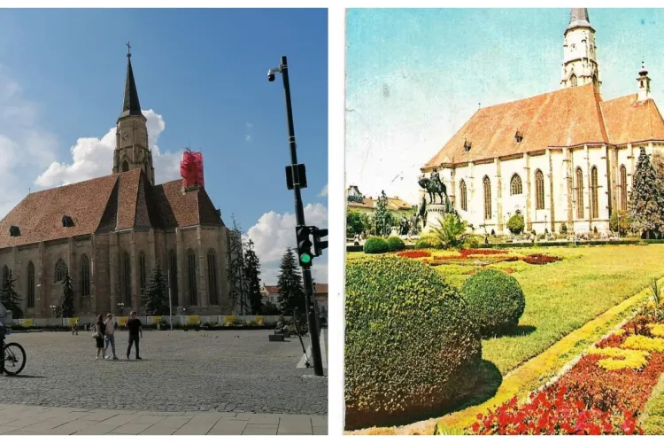 Cum a arătat cândva Piața Unirii. Acum e o ”oază” de granit. Verdeața a fost ”betonată” de Emil Boc - FOTO