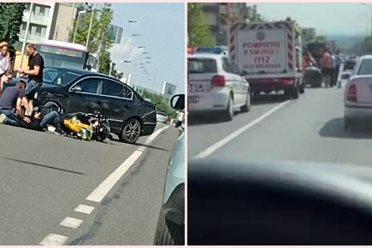 Accident în cartierul Bună Ziua! Un nou motociclist a fost lovit pe o stradă din Cluj-Napoca - FOTO