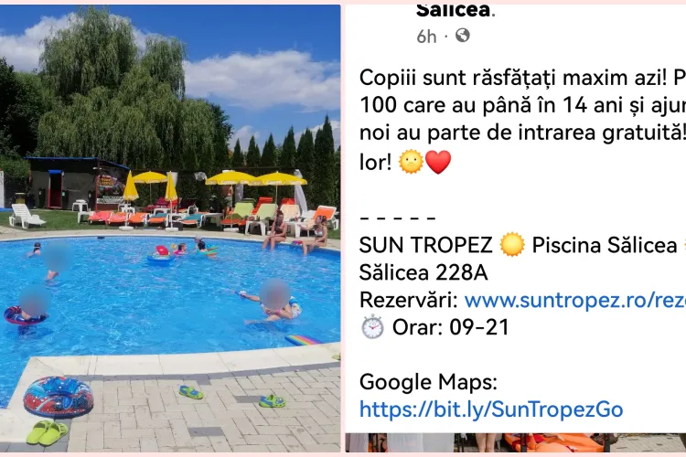 Părinții acuză o piscină din Sălicea de reclamă mincinoasă. Administratorii spun că înțeleg ”frustrarea”, dar că nu e vina lor - FOTO