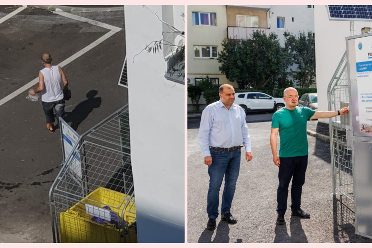 Ghena de gunoi smart, inaugurată de Emil Boc în Mănăștur are deja ușa ruptă: ”Totul este numai pentru poze și imagine” - FOTO