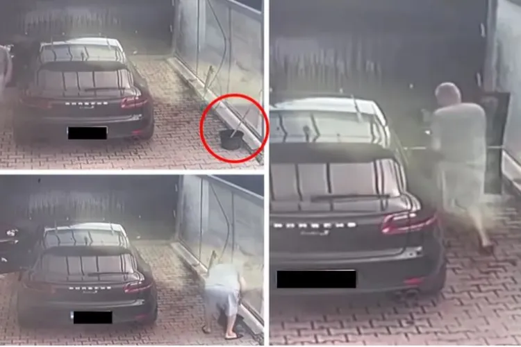 Așa rău au ajuns bogații din Ardeal? Șoferul unui Porsche a luat găleata și peria de la o spălătorie auto cu fise - VIDEO