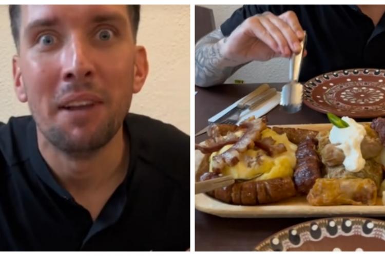 Reacția ”delicioasă” a unui englez, care a mâncat mici la Cluj-Napoca și a stins totul cu ȚUICĂ de-ți ia foc gura - VIDEO