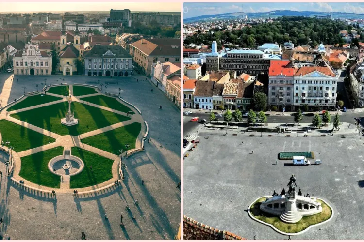 Piața Unirii din Cluj-Napoca sau Piața Unirii din Timișoara, ce preferați? - FOTO