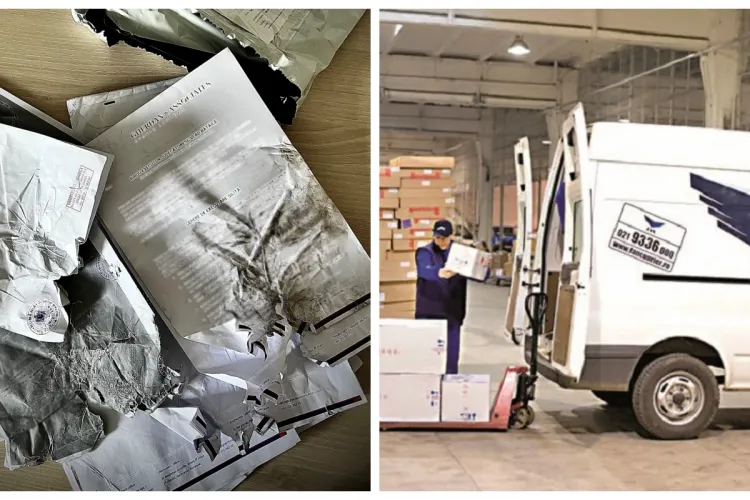 ”Mulțumim FAN Courier pentru profesionalism” - Acte originale DISTRUSE iremediabil de ”Dorel”, de la Fan Courier - FOTO
