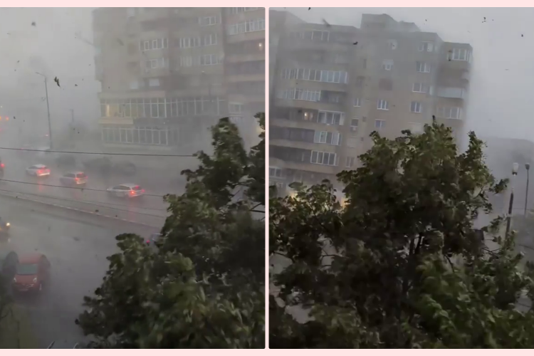 Vijelia puternică anunțată la Cluj a lovit deja Oradea! Norii grei vin spre Cluj - VIDEO