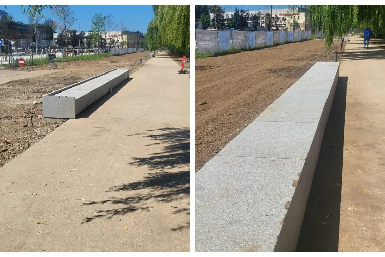 Noile bănci de pe malurile Someșului, evitate de clujeni: „Te bate în cap soarele sau ploaia, sub cerul liber şi acolo vor rămâne!” - FOTO