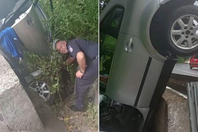 Un pompier din Sălaj a salvat 4 persoane implicate într-un grav accident - FOTO