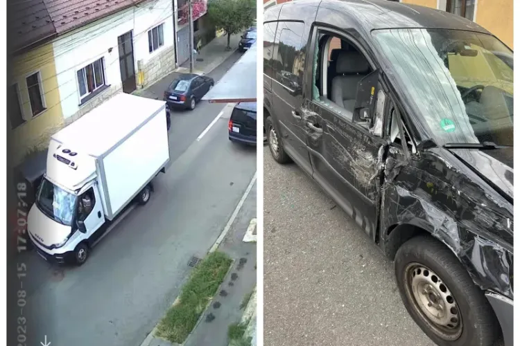 Un șofer clujean a făcut prăpăd cu o dubă, în Gruia, de Sfânta Maria: „A fugit de la locul accidentului, lăsând în urmă cioburi și jante”