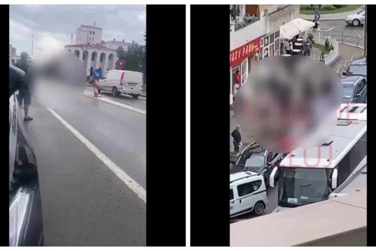 Bătaie ca în filme pe o stradă din județul Cluj. Totul a fost filmat de trecători - VIDEO