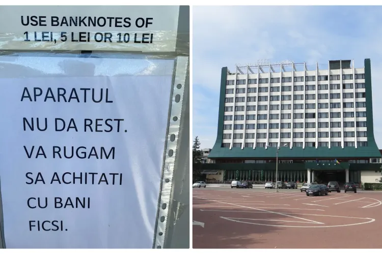 Condiții de te pușcă râsul! Automatul parcării Hotelului Napoca nu dă rest - FOTO