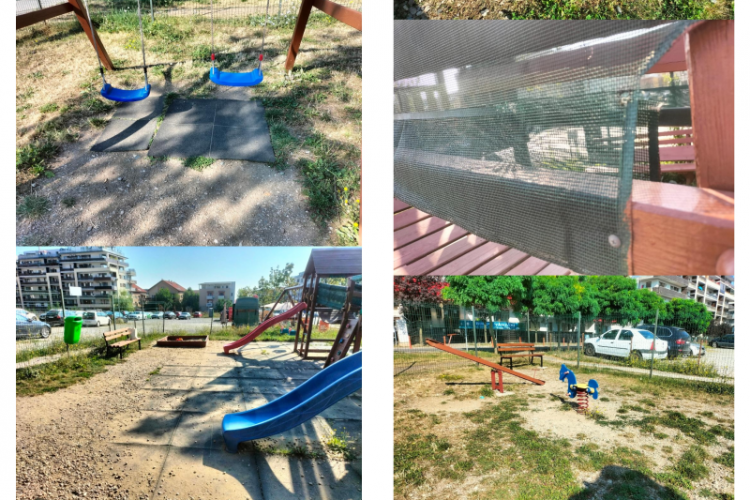 Așa are grijă administrația locală de copiii Clujului! Un parc din Bună Ziua este sub orice critică, o mămică reclamă: „Deteriorat și infect”