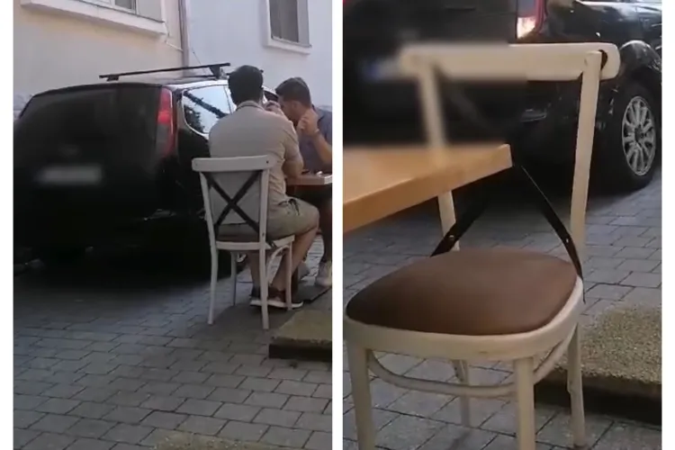 Scenă halucinantă la Cluj! A ridicat oamenii de la terasa ca să treacă cu mașina - VIDEO