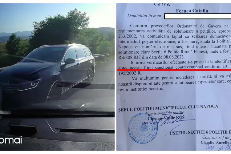 Felicitări Poliției! Clujean pe contrasens, amendat pe baza unei filmări cu camera de pe bord - VIDEO