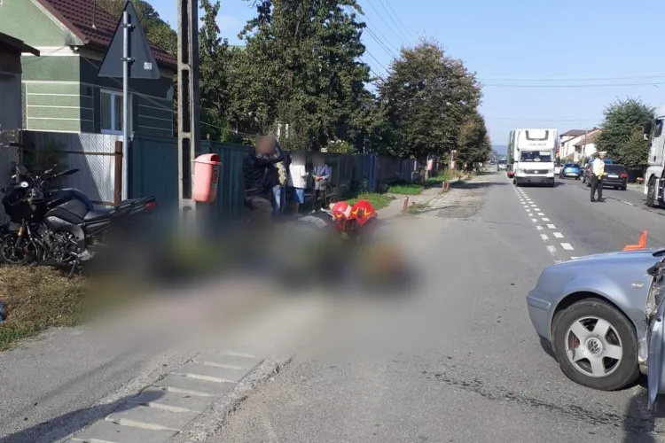 Motociclist rănit grav într-un accident, în Gilău! ISU: Prezenta suspiciuni de multiple traumatisme - FOTO