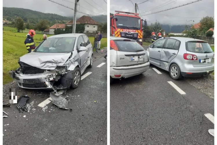 Accident în Negreni! O mașină a fost făcută PRAF în urma impactului violent - FOTO