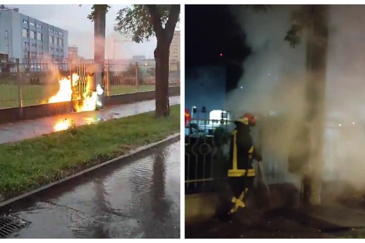 Un tablou electric de pe Bulevardul Muncii a ars ca o torță - VIDEO 