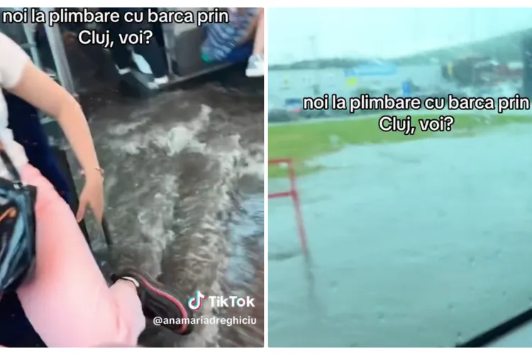 Iarăși a fost lac la VIVO Cluj, după ploaia de duminică! Apa a inundat autobuzele - VIDEO