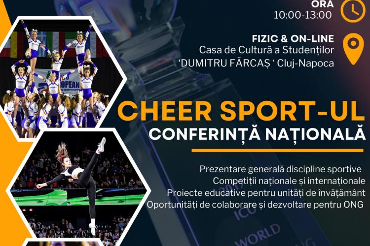 Fanii Cheerleading-ului participă la Cluj, în 7 octombrie, la Conferința Națională de Cheer Sport