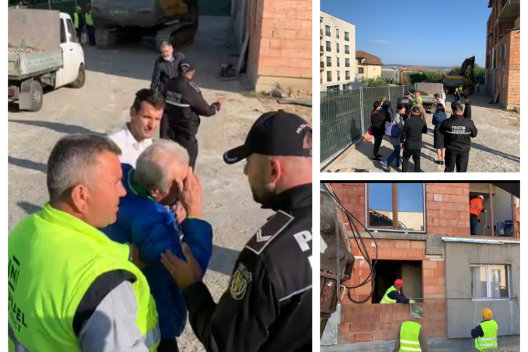 Patru familii rămân în stradă! Primăria Cluj demolează un bloc construit ilegal de țeparul Traian Onuc: „Eu am 6 copii, ei zic că nu e caz de urgență”