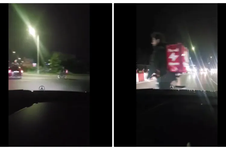 Cluj - Incident cu un trotinetist care face livrări! ”Nu au ce căuta pe drumul public fără atestat. Nu știu regulile de circulație!” - VIDEO