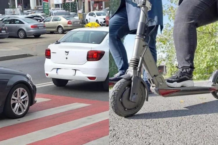Un bărbat reclamă că a căzut de pe trotinetă din cauza unui șofer care a trecut pe roșu. Clujean: ,,Pe trecerea de pietoni se traversează pe jos, nu călare