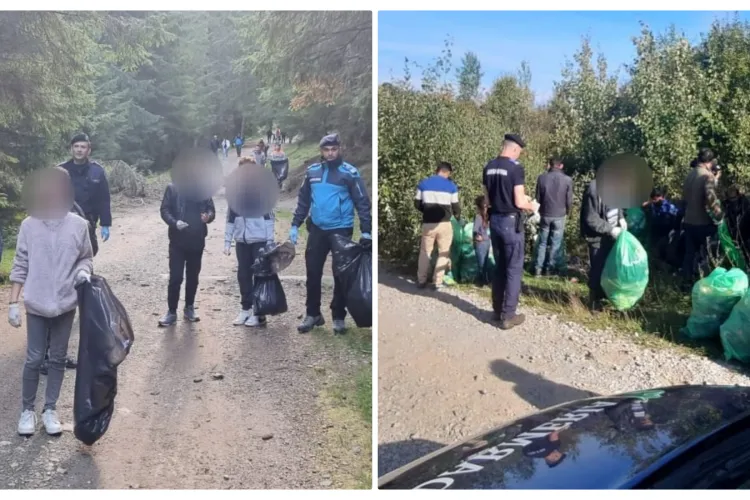 Copiii și jandarmii au făcut ecologizare în zonele Călățele și Muntele Băișorii - FOTO