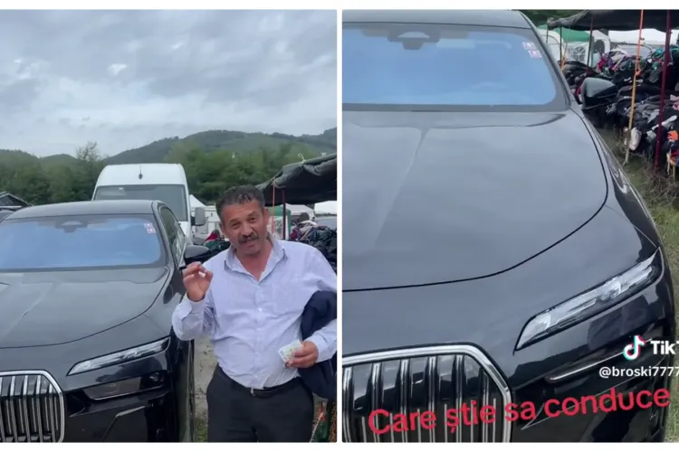 Ultimul model de BMW, între vechiturile de la Târgul de la Negreni: ”Tati, dacă vrei să ai așa mașină trebuie să muncești!” - VIDEO