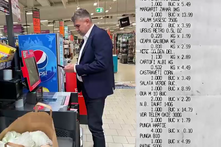 Săracul bugetar de lux! Premierul Ciolacu s-a pozat la cumpărături în supermarket. Cu 93,5 lei și-a cumpărat mâncare pentru o săptămână - VIDEO