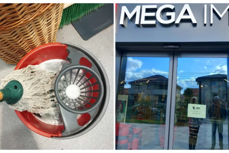 Protecția Consumatorilor Cluj a ÎNCHIS magazinul Mega Image. Se spălau cutiile de legume cu mopul și detergentul de podele - FOTO