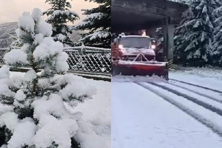 A căzut prima zăpadă în România! ,,Cei care vor să circule în zonă să fie pregătiți să conducă în condiții de iarnă” - VIDEO