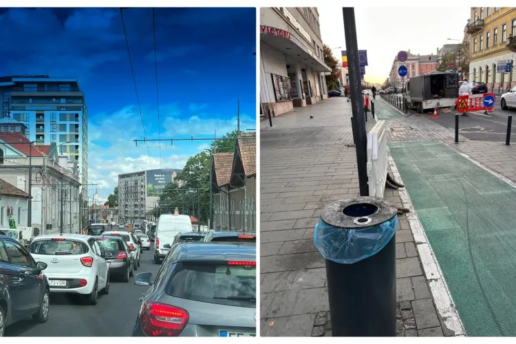 ”Eu sincer m-am cam săturat să mai stau în trafic” - Un clujean a investigat marți dimineața cauza blocajului din trafic - FOTO
