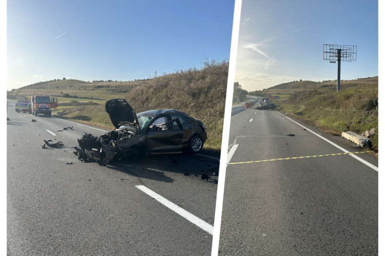 Accident tragic în Cluj! Un șofer și-a pierdut viața după ce a ajuns pe șosea în urma impactului violent, medicii s-au chinuit să-l salveze - FOTO