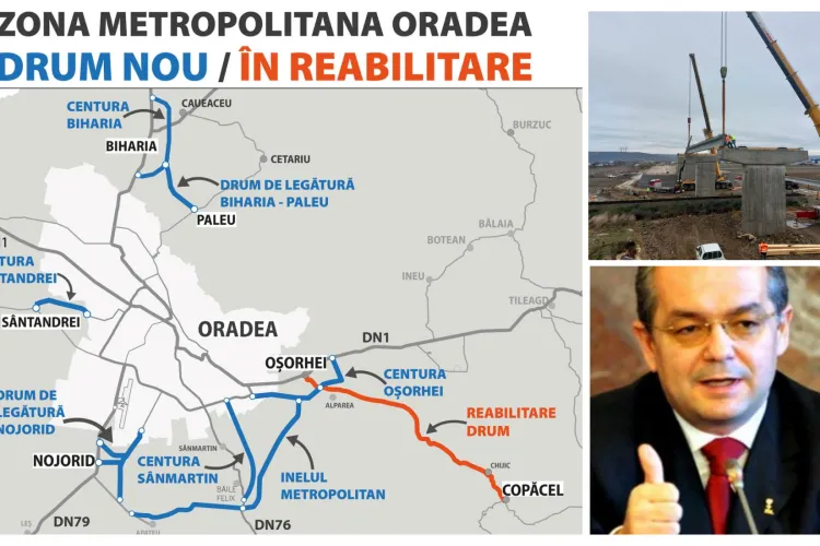 Oare Emil Boc îl felicită pe colegul Ilie Bolojan? La Oradea s-au pus grinzile de beton peste pasajul căii ferate Oradea - Cluj - FOTO