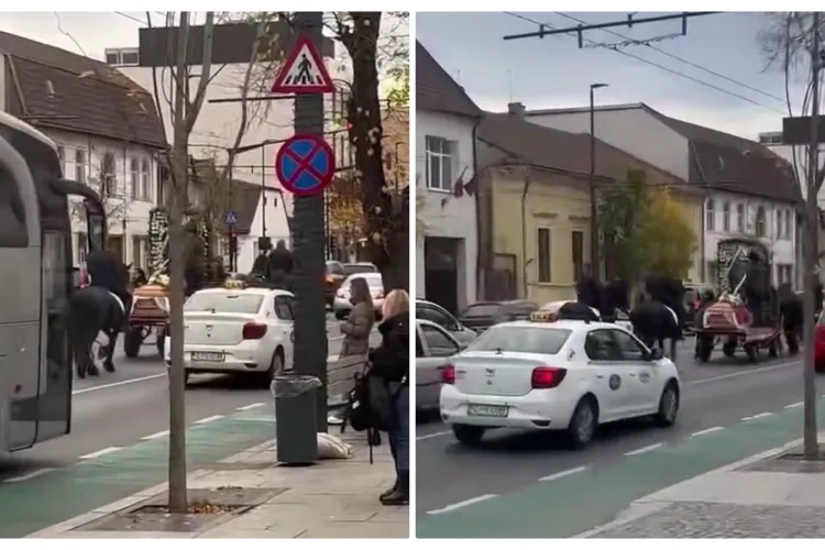 Cortegiu mortuar inedit prin centrul Clujului - VIDEO