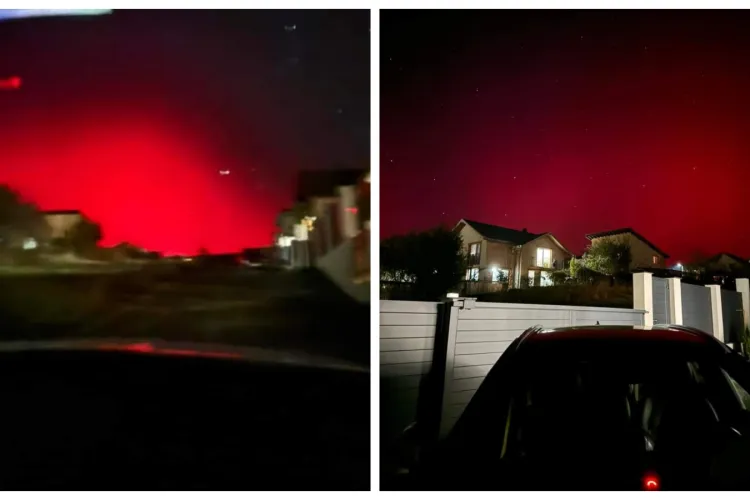 Aurora boreală la Cluj! Fenomenul a putut fi văzut în multe părți din județ - FOTO