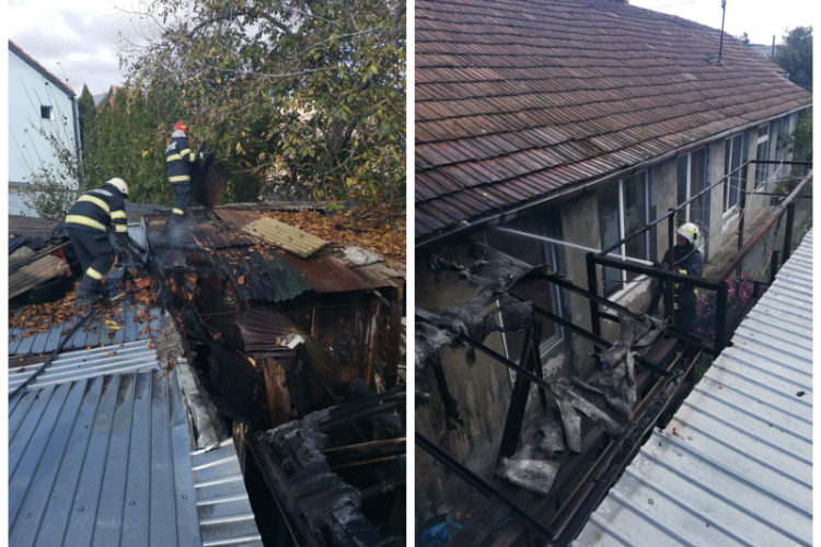 Incendiu într-o curte din Cluj-Napoca! Locatarii și vecinii au luptat cu flăcările înainte să ajungă pompierii - FOTO