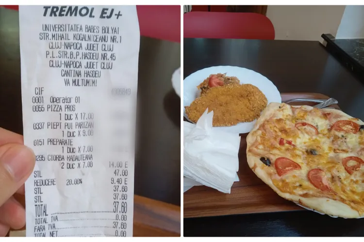 Cu cât au mâncat trei oameni la o cantină din Cluj-Napoca. ”Prețul e WOW. Doamne ajută!” - FOTO